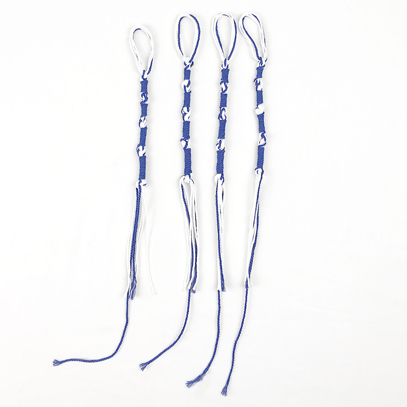 Giudaismo tzitzits set di quattro bianchi con filo blu - nappe (con thread blu più lungo) tzitzit blu reale