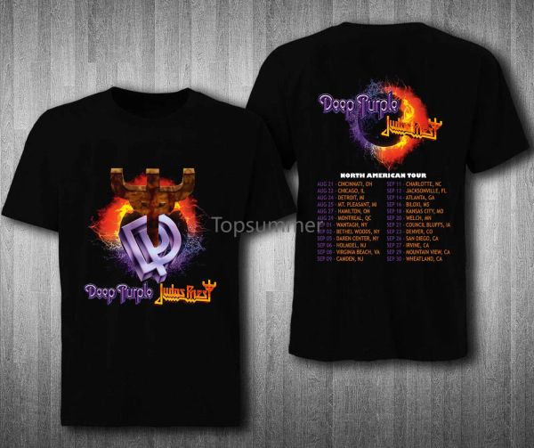 Judas Priest Deep Purple Metal Tour 2018 T-shirt noir masculin imprimé homme rond T-shirt