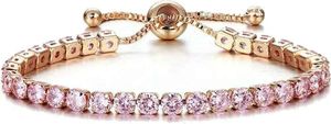 Jude Jewelers Bracelet à chaîne empilable en zircon cubique pour femme, taille réglable