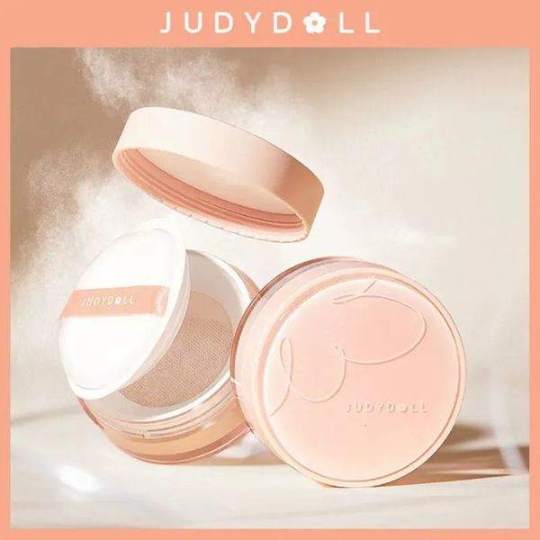 Judydoll poudre libre maquillage contrôle de l'huile poudre de finition transparente imperméable cosmétique réglage du visage avec bouffée 240124