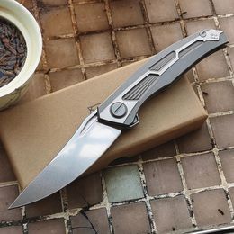 JUFULE-cuchillo de doble hilera de oso, hoja M390, mango de titanio, plegable, táctico, para acampar, herramienta básicos de caza