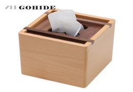 JUH Une boîte à mouchoirs carrée en bois de mode moderne Type de siège créatif rouleau de papier boîte à mouchoirs décoration de table en bois écologique 9069927