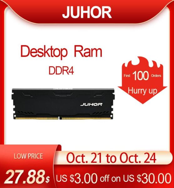 JUHOR MEMORIA RAM DDR4 16 Go 4 Go 8 Go 32 Go Mémoire de bureau UDIMM 2133MHz 2400MHz 2666MHz 3000MHz Nouveaux Rams DIMM avec dissipateur thermique7729465