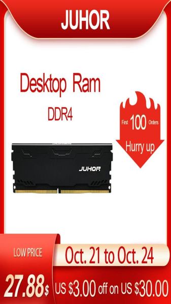 JUHOR MEMORIA RAM DDR4 16 Go 4 Go 8 Go 32 Go Mémoire de bureau UDIMM 2133MHz 2400MHz 2666MHz 3000MHz Nouveaux Rams DIMM avec dissipateur thermique4561532