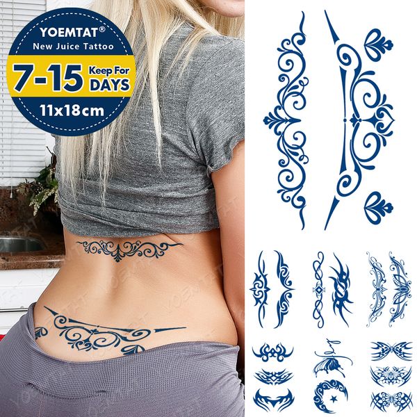 Jus d'encre durable étanche temporaire tatouage autocollants fleur chaîne papillon Flash Tatto femmes Sexy taille corps faux tatouages hommes