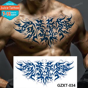 Jus d'encre tatouage longue durée corps art peinture poitrine tatouages temporaires grand sexy totem ailes dragon faux tatoo pour hommes femmes
