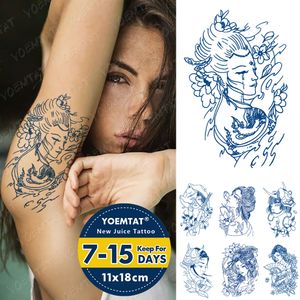 Tatuajes de tinta de jugo arte corporal duradero impermeable tatuaje temporal pegatina Prajna Geisha tatuaje brazo falso belleza chica tatuaje mujeres hombres