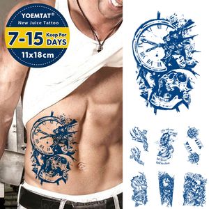 Saft Anhaltende Tinte Tattoos Körper Kunst Wasserdicht Temporäre Tattoo Aufkleber Kreuz Kompass Tatoo Arm Gefälschte Schädel Uhr Tatto Frauen Männer
