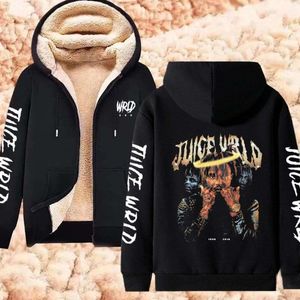 Juice WRLD Hoodies Winter Warm Sweatshirts Lamswol Rits Hoodie Koudbestendig Winddicht Dikker Jassen Streetwear Plus Size