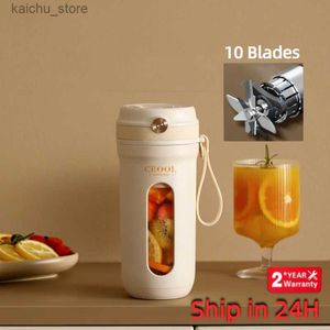 Juicers 10 Blades Electric Juicer draagbare blender 350 ml fruitmixers 3000 mAh USB oplaadbare smoothie juicer cup squeezer sap maker Y240418