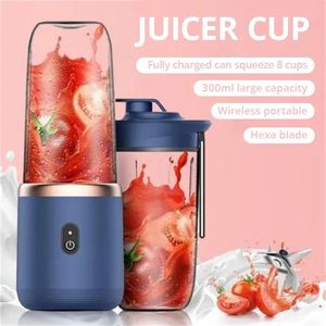 Juicers 1 st BluePink Draagbare Kleine Elektrische Juicer Roestvrijstalen Mes Cup Juicer Fruit Automatische Smoothie Blender Keuken Tool 231018