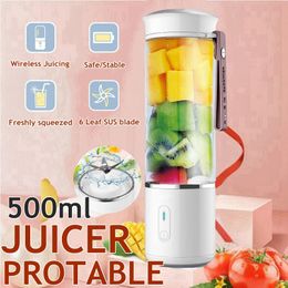 Presse-agrumes Mélangeur de jus Portable 500ML mélangeur électrique usb mélangeur de Smoothie de fruits pour Machine mélangeur de nourriture Rechargeable de nourriture personnelle 221117