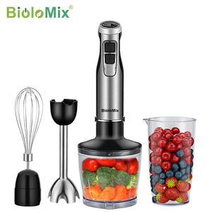 Juicers Biolomix 4 in 1 High Power 1200W onderdompeling Handstickmixer Mixer omvat chopper en smoothie cup roestvrijstalen ijsbladen 230314