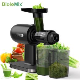 Juiceurs Biolomix Cold Press Juicer, machines de presse à mastication lente avec fonction inverse, rendement à jus élevé, silence de pinceau facile à nettoyer