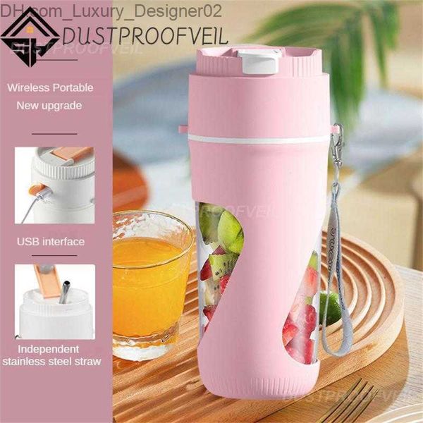 Juicers Blade Juicer Cups Paramètres de protection séparés Paille indépendante Presse-agrumes électrique Longe à main en acier inoxydable 400 ml Q230901