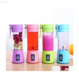 Exprimidores Frutas Herramientas vegetales Exprimidor eléctrico Taza Mini USB portátil Recargable Jugo Licuadora y mezclador 2 hojas Plástico Fabricación Tazas Dhbth Drop Deli L230921