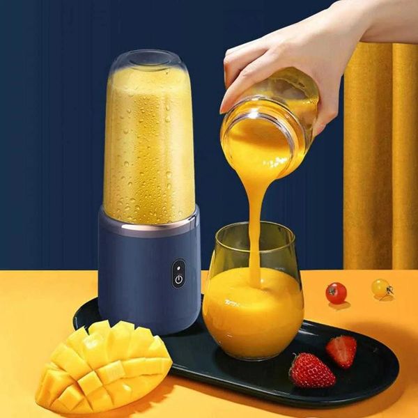 Exprimidores Exprimidores Exprimidor eléctrico pequeño 400 ml 6 cuchillas Exprimidor portátil Taza Exprimidor Taza de jugo de fruta Licuadora automática para batidos Taza para triturar hielo K