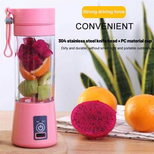 Exprimidores Exprimidor eléctrico portátil Mini Mezclador de jugo de frutas Batidora de batidos de mano recargable por USB Hoja de acero inoxidable R230819