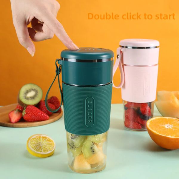 Juques Portables Jugador USB USB Recargable Mini Beating Blender Mixer Jugo de frutas Conjuicador Electric Juicer Machine Glass Vacera