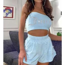 Juicy Apple dames klassieke casual tweedelig sets mouwloze top en elastische shorts matching athleisure outfits nieuwkomers 88SS 2023