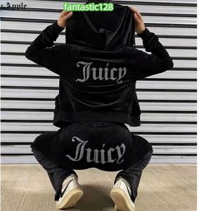 Juicy Apple Women's Tracksuits Velvet Sewing Costumes Tentimed Two Piece Jogging Set Velor Sweatshirt Pantalon Pantalon Femme Y2K8