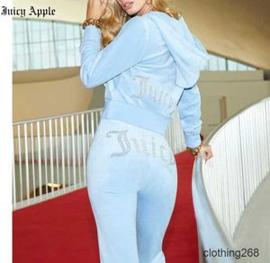 Juicy Apple Trainingspakken voor dames Fluwelen naaipakken Outfit Tweedelige joggingset Velours Sweatshirt Hoodie Broekpak Dames