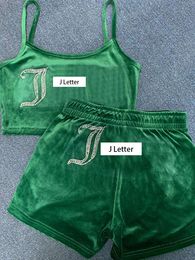 Juicy Coture Velvet Camisole Shorts set Two Piect July Matching Set Sans Soup-Many Crop Top Short Summer Juicy Tracksuit Turnits for Women Juicy Tracksuit 256