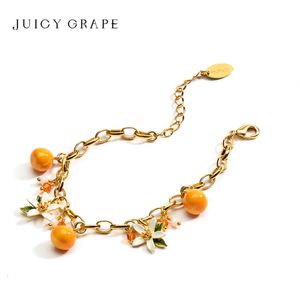 Braceuse de créateur de raisin juteuse bracelet Citrus Gardenia Bracelet de fleur doux mignon fraîche bijoux femelle femelle copine cadeau cadeau bouton-bouton bracelets