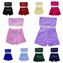 Juicy tracksuit dames zomer sweatsuit dames tweedelige set wrap borst shorts pakken strand nachtclub groothandel items bulk loten vrouwen 0 o3pg#