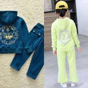 Juicy Velvet Silvet Silvel para niños Fall/Winter Girl's Clothing Set Sweatshirts y pantalones de dos piezas Traje S