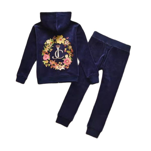 Juicy Velvet Tracksuit pour enfants Fall / hiver pour les vêtements de fille Set en velours et pantalon