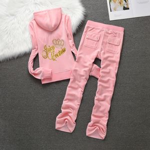 Juicy Velvet Tracksuit Women 2024 Spring/herfst Juicy Corture Tracksuit dames sweatshirt en broek set met pailletten tweedelige set