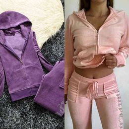 Juicy dames tracksuit 2023 zomermerkpak fluwelen tracksuits velours dames track hoodies en broeken s