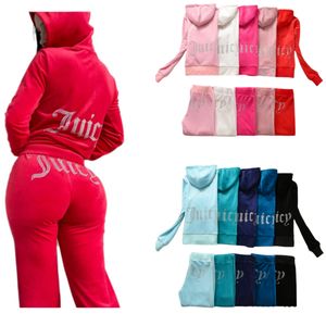 Juicy womens tracksuit Automne printemps femmes costumes de sport mince décontracté velours femmes survêtements à capuche col Jogging vêtement de sport Juicy tracksuit