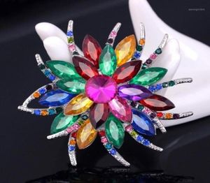 Jujie Multicolor Crystal Flower Broches For Women Wedding Bouquets Broche Rapel Pins Fashion Jewelry Drop1867225282062