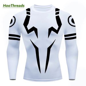 Jujutsu Kaisen 3D Print Compressie Shirts voor Mannen Gym Workout Fitness Ondershirt Atletische Sneldrogende Lange Mouwen Tops Sportkleding 240306