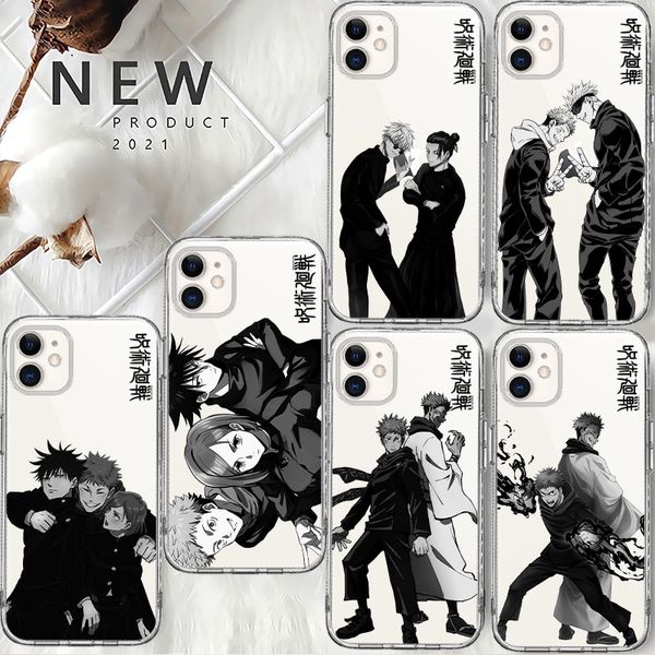 Jujutsu kaisen art anime couverture de téléphone transparent pour iPhone 15 14 11 13 12 xs max mini xr x 8 7 6 6s Plus Soft Case Silicone Funda