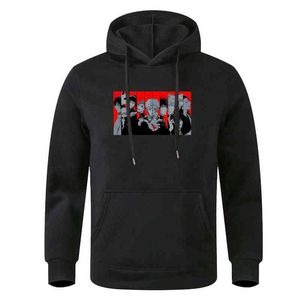 Jujutsu Kaisen Caractère Anime Imprimer Sweats à capuche Homme Sweat-shirt Automne Hiver Polaire Vêtements Mode Mâle Lâche Harajuku Streetwear H1227