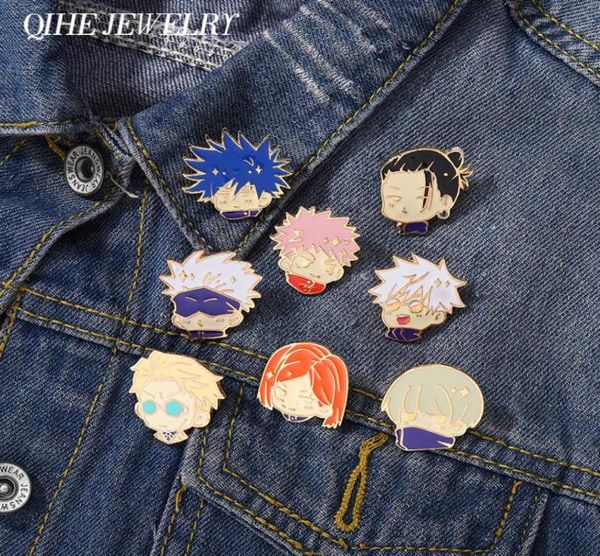 Jujutsu kaisen Chibi Email Pin Cartoon Badge Metal Anime Vêtements Backpack Hat Bijoux Kidans