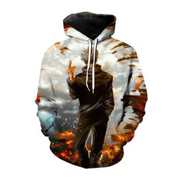 Jujutsu Kaisen Hoodies Anime Manga 3D Gedrukt Mannen Vrouwen Sweatshirt Mode Oversized Hoodie Harajuku Streetwear Unisex Tops Coat Y0804