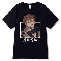 Jujutsu Kaisen Itadori yuji mannen korte mouw t-shirts losse harajuku geprinte mannen anime kleren streetwear oversized t-shirt 2021 G220223