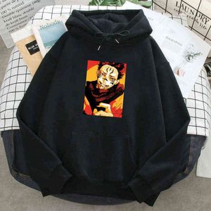 Jujutsu Kaisen Japon Anime Imprimer Hoodies Hommes Automne Printemps Polaire Chaud À Manches Longues Sweats À Capuche 2021 Mode Vêtements Top H1227