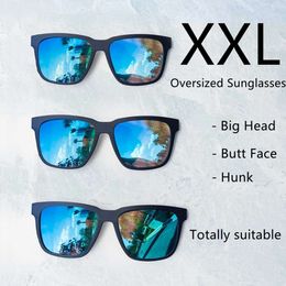 Juli Square surdimension des lunettes de soleil polarisées pour les grandes têtes Men Retro Vintage xxl Super Big Lunettes de soleil Protection UV MJ8023 L2405