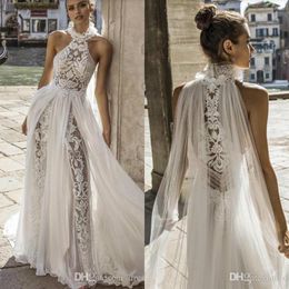 Julie Vino 2019 Bohemian Trouwjurken Halter Hals Kanten Bruidsjurken Delicate A Line Boho Trouwjurk vestido de novia Special242r