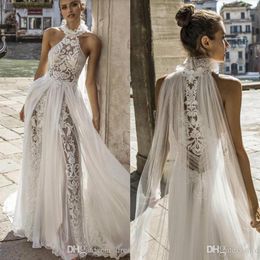 Julie Vino 2019 Bohemian Trouwjurken Halter Hals Kanten Bruidsjurken Delicate A Line Boho Trouwjurk vestido de novia Special3172