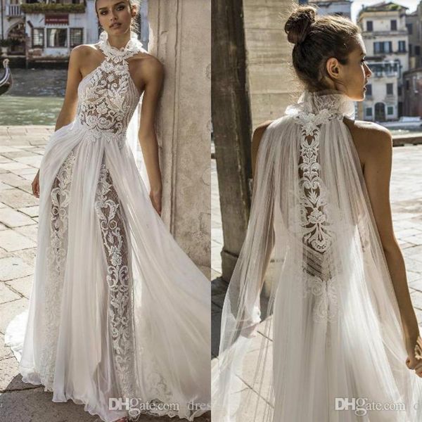 Julie Vino 2019 robes de mariée bohème licou cou dentelle robes de mariée délicate une ligne robe de mariée bohème robe de novia Special242r