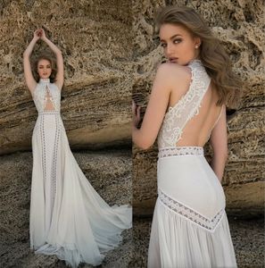 Julie Vino 2023 High Neck trouwjurken Bohemia Sexy Lace Appliqued Bridal Troads A Line Beach Wedding Jurk