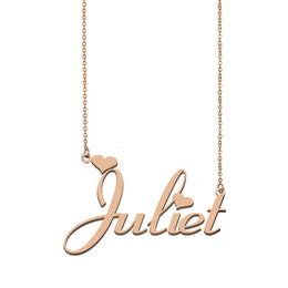 Colares com nome de Julieta pingente personalizado personalizado para mulheres meninas crianças melhores amigas presentes para mães banhado a ouro 18k aço inoxidável