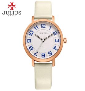 Julius Alibaba Express Ladies Watches Dames kleden ultra dunne goedkope promotie Ronde lederen relogio schip Dropship JA9395432181