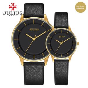 Julius man vrouw horloge paren top merk luxe eenvoudige lederen band ultra dunne horloges goedkope promotie ontwerp klok uur JA-957